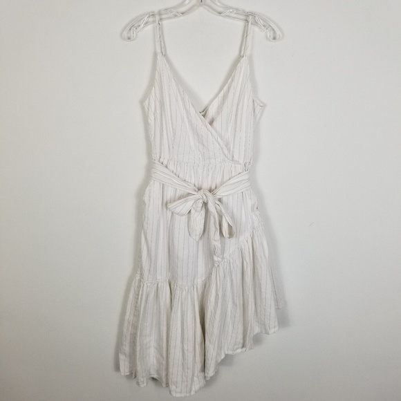 Marissa‎ Webb Womens Asymmetrical Hem Stripe Surplice Midi Dress 8 - Picture 3 of 6